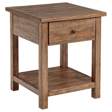 Detailed view of end table drawer