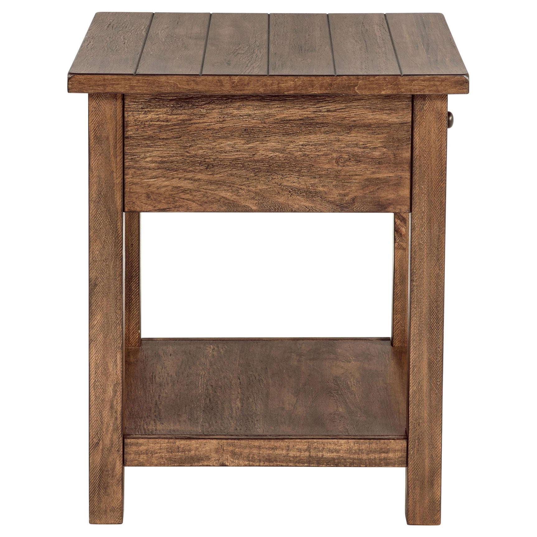 Side angle showing coffee table legs