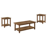 Close-up of wood grain and distressed finish on Payne coffee table