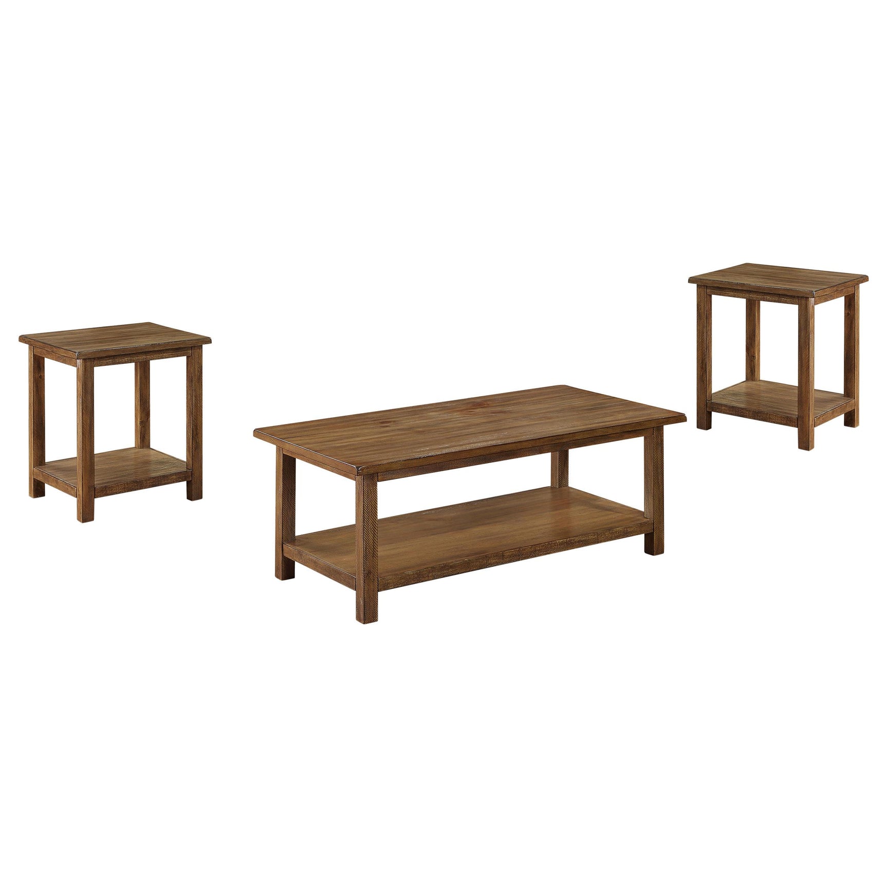 Close-up of wood grain and distressed finish on Payne coffee table