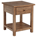 End table showing built-in drawer