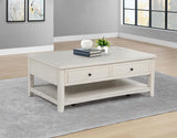 Payne lift-top coffee table side angle showing caster wheels