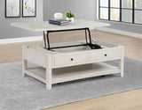 Storage space inside lift-top coffee table