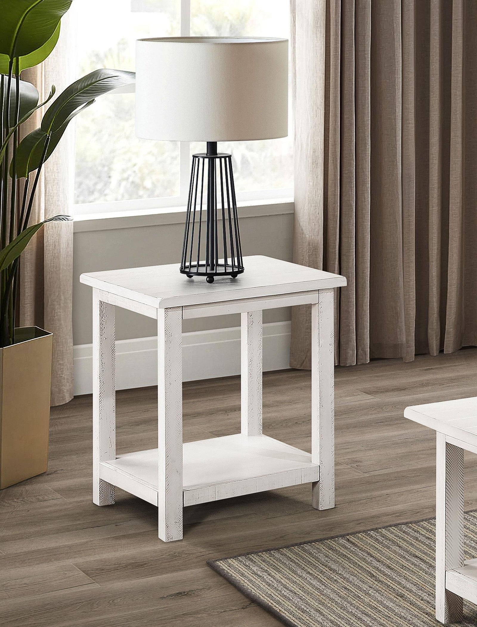 Payne Wood End Table with Shelf White 710556