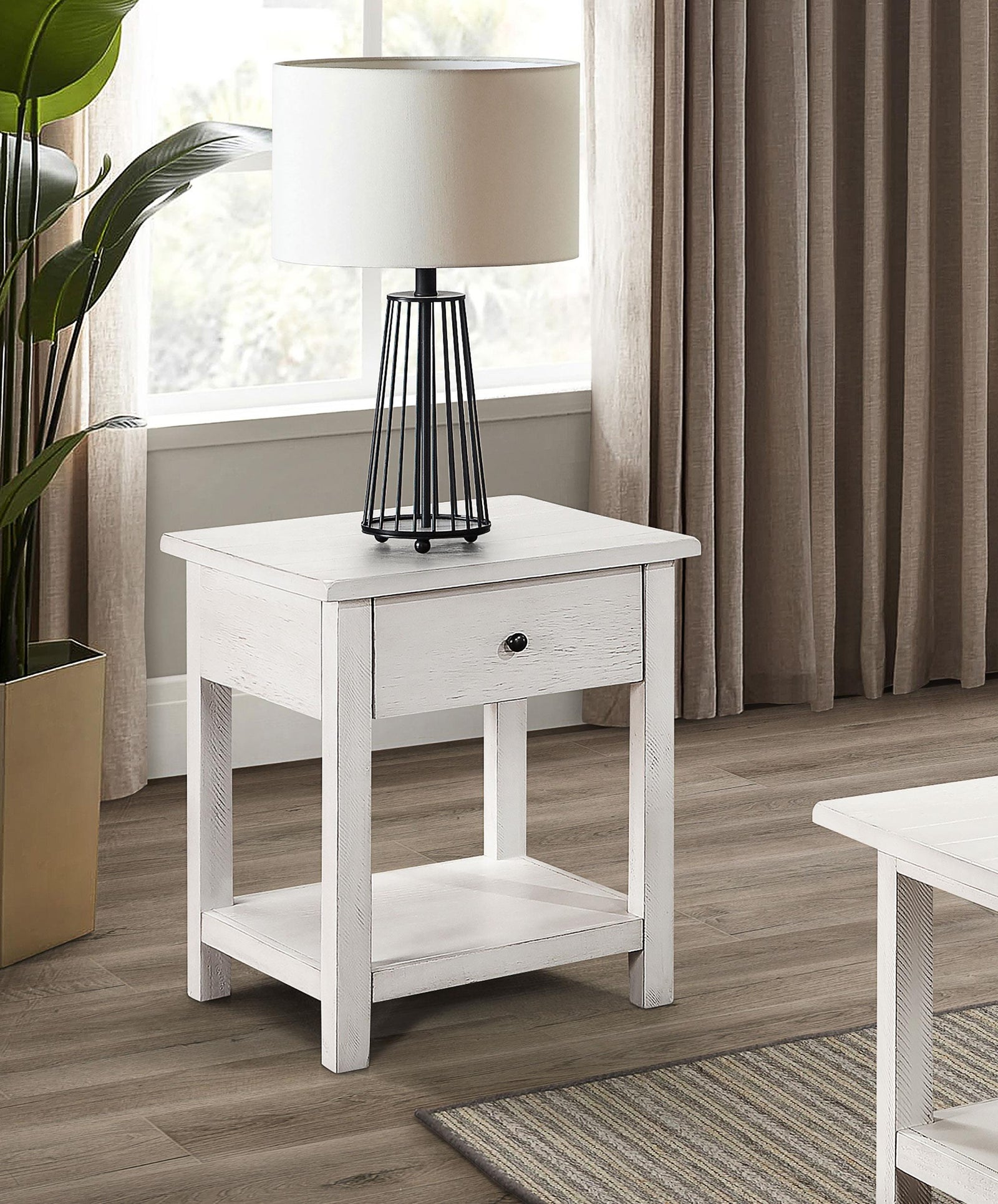 Payne 1-drawer Wood End Table with Shelf White 710557