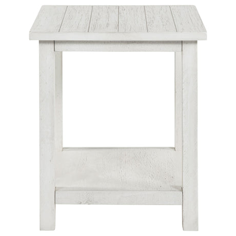 Edge detail of coffee table showing pine veneer