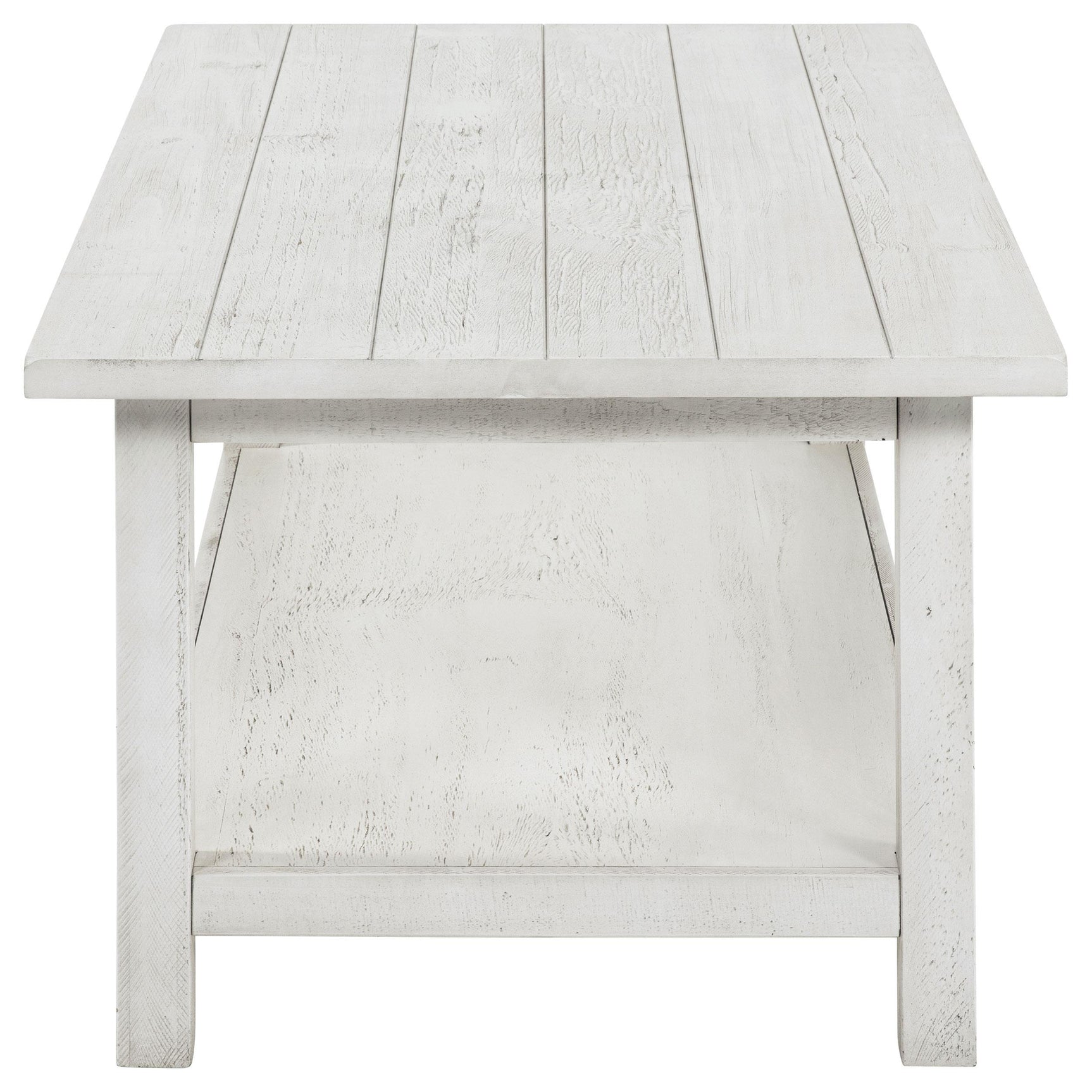 Distressed white finish highlighting rustic style