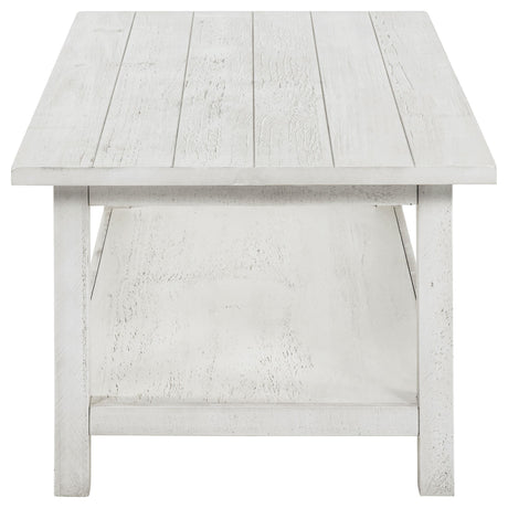 Distressed white finish highlighting rustic style