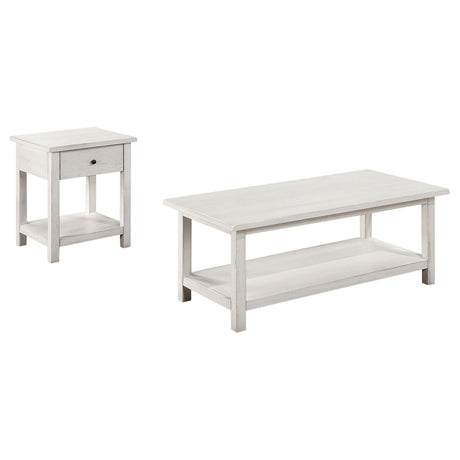 Payne coffee table top view showing white finish