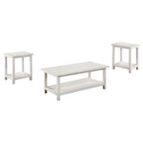 Rectangular coffee table with distressed white finish
