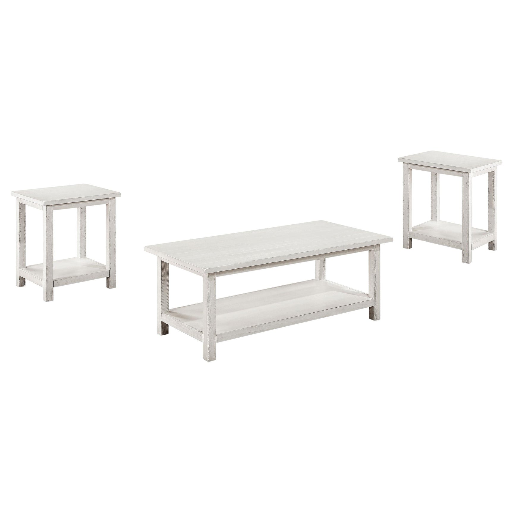 Rectangular coffee table with distressed white finish