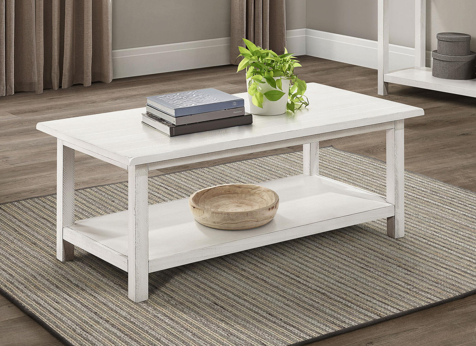 Payne Wood Coffee Table with Shelf White 710558