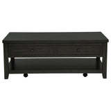 Interior storage compartment of Payne lift-top coffee table