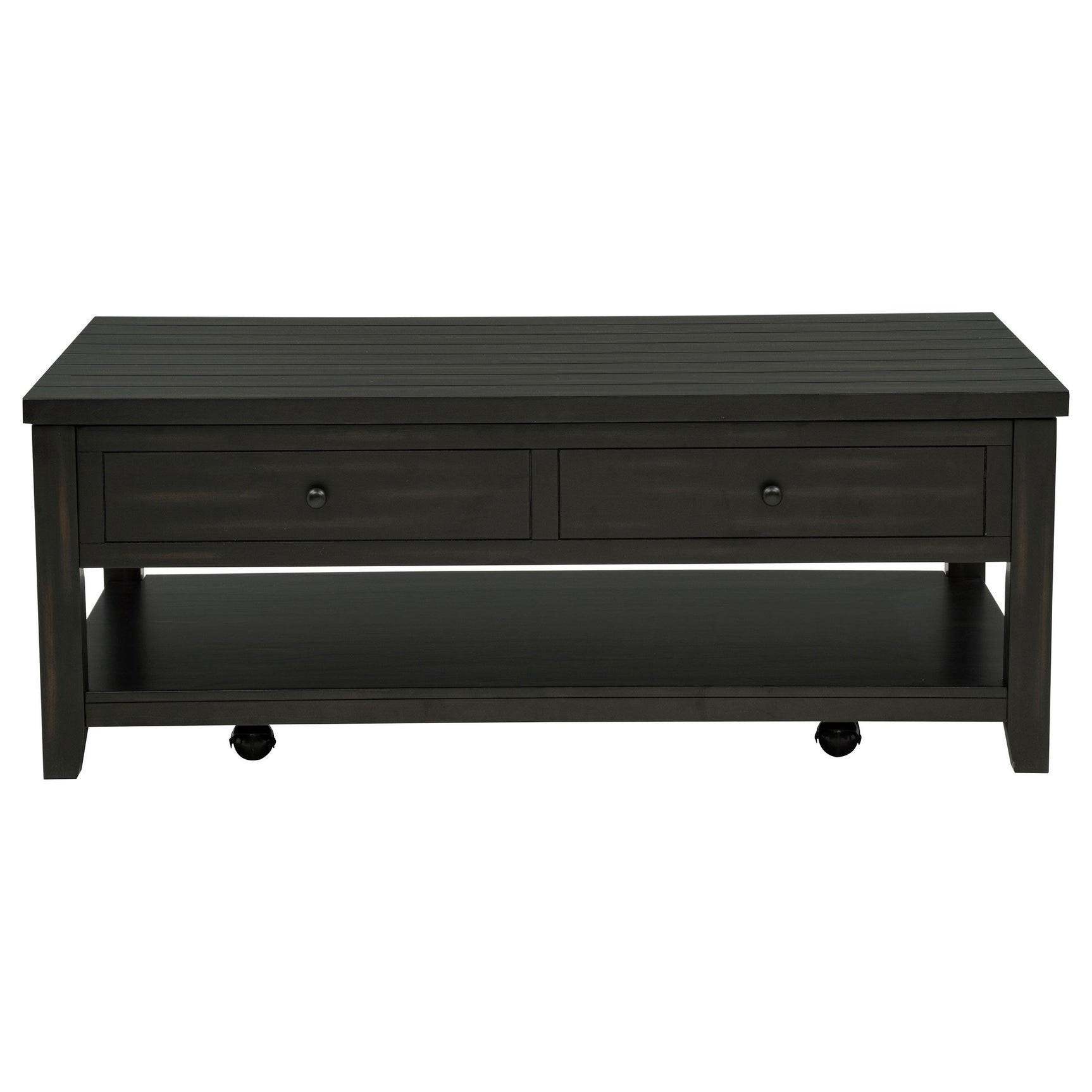 Interior storage compartment of Payne lift-top coffee table