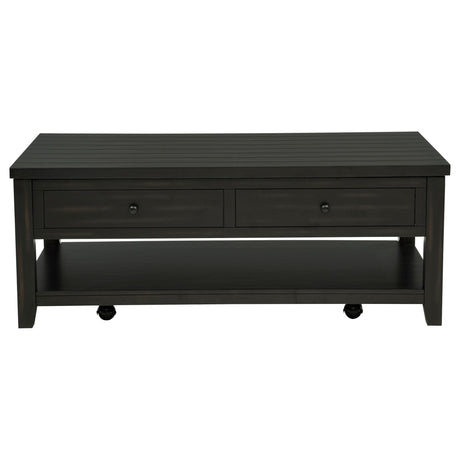 Interior storage compartment of Payne lift-top coffee table