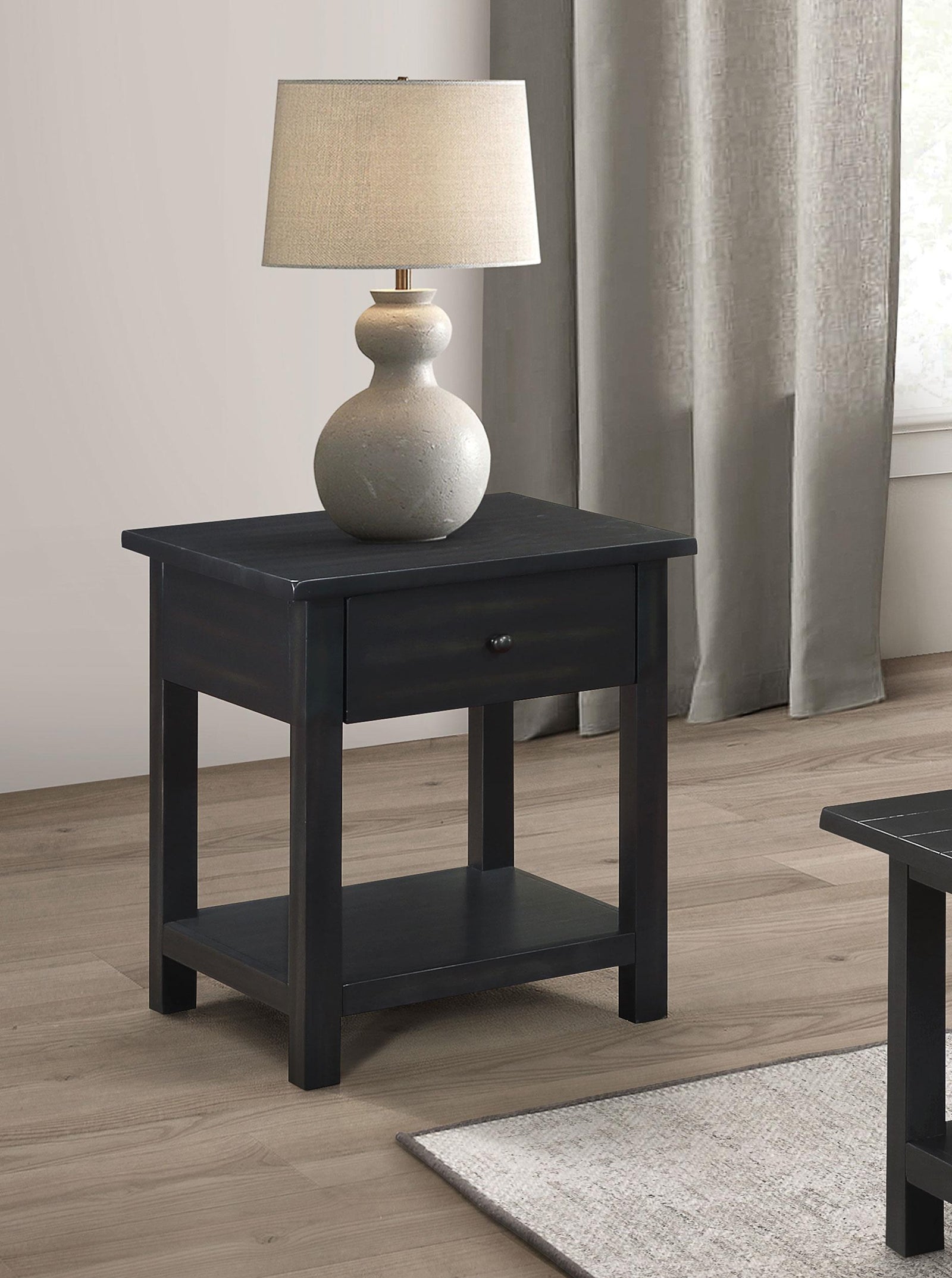 Payne 1-drawer Wood End Table with Shelf Java 710567