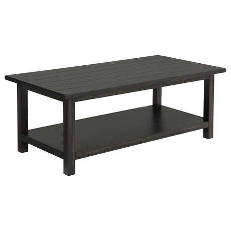 Drawer opened in end table showing storage space