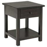 Side view of Payne end table with drawer