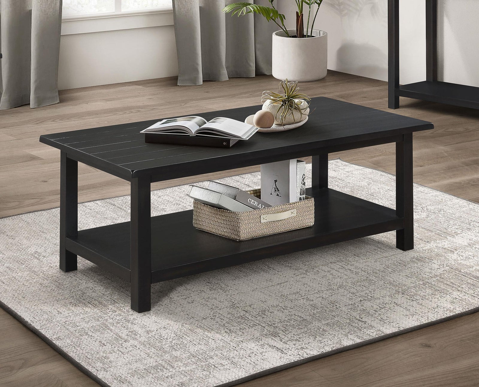 Payne Wood Coffee Table with Shelf Java 710568