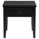 Concord coffee table drawer open showing storage space