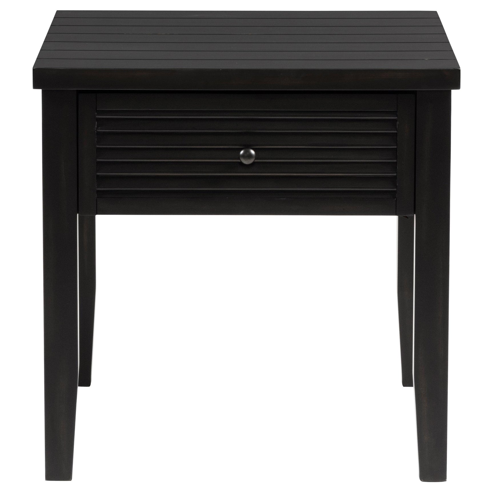 Concord coffee table drawer open showing storage space
