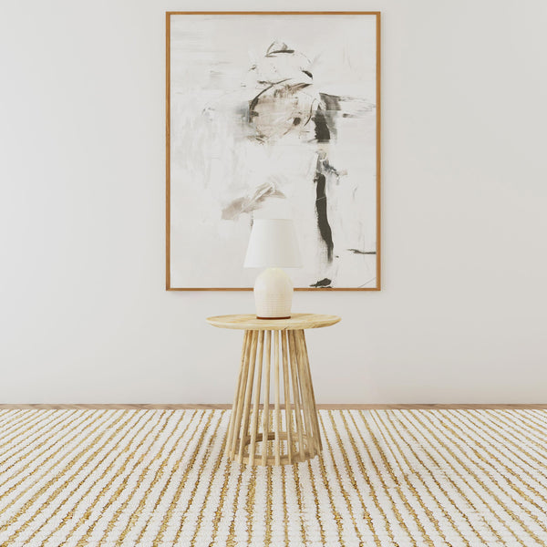 Touhy Round Solid Mango Wood End Table, side angle