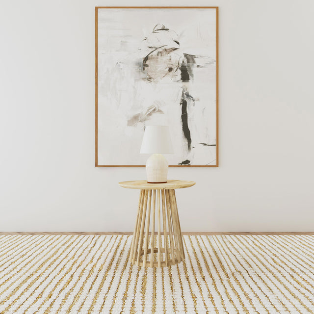 Touhy Round Solid Mango Wood End Table, side angle
