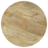 Round coffee table with natural finish showcasing wood grain