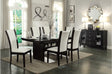Front view of Daisy espresso glass top counter height dining set