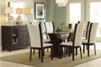 Main view of Daisy Espresso counter height dining set with rectangular glass top and faux leather chairs