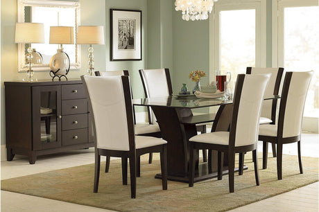 Main view of Daisy Espresso counter height dining set with rectangular glass top and faux leather chairs