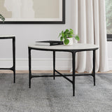 Side angle of Hermas marble and metal coffee table