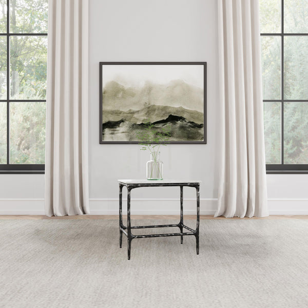 Ebby square end table close-up showing marble surface