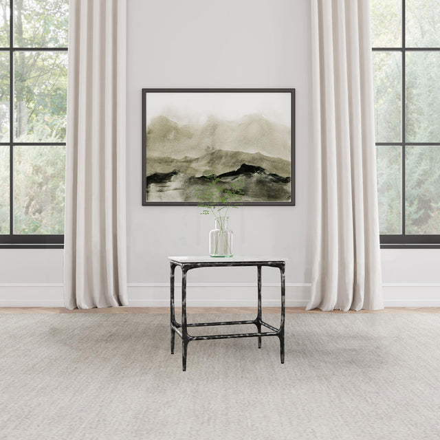 Ebby square end table close-up showing marble surface
