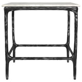 Side angle of Ebby square marble top metal end table