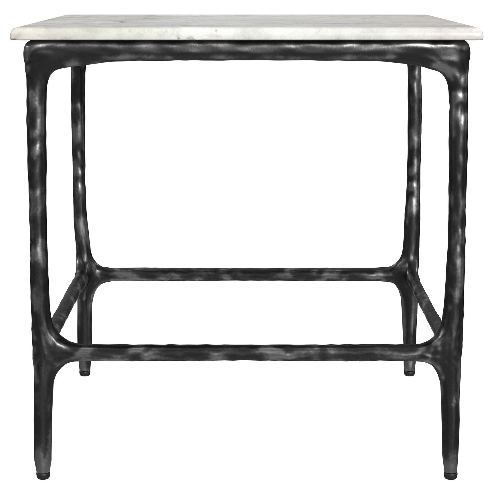 Side angle of Ebby square marble top metal end table