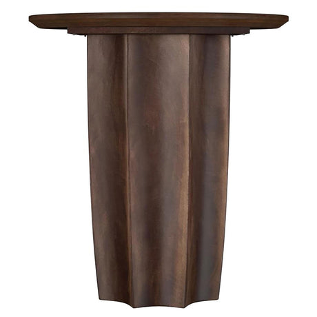 Rounded silhouette and walnut finish close-up on Cayenne end table