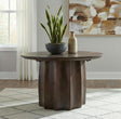 Cayenne solid mango wood round coffee table in walnut finish - side angle