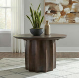 Cayenne solid mango wood round coffee table in walnut finish - side angle