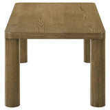 View of thick table top with softened corners