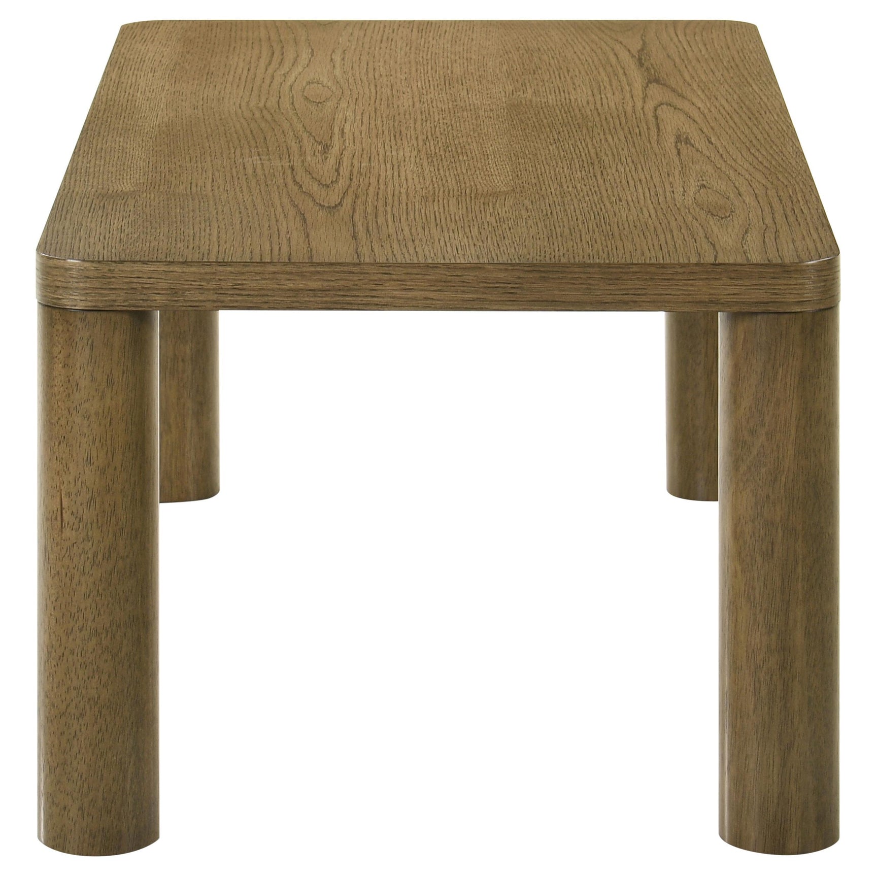 View of thick table top with softened corners