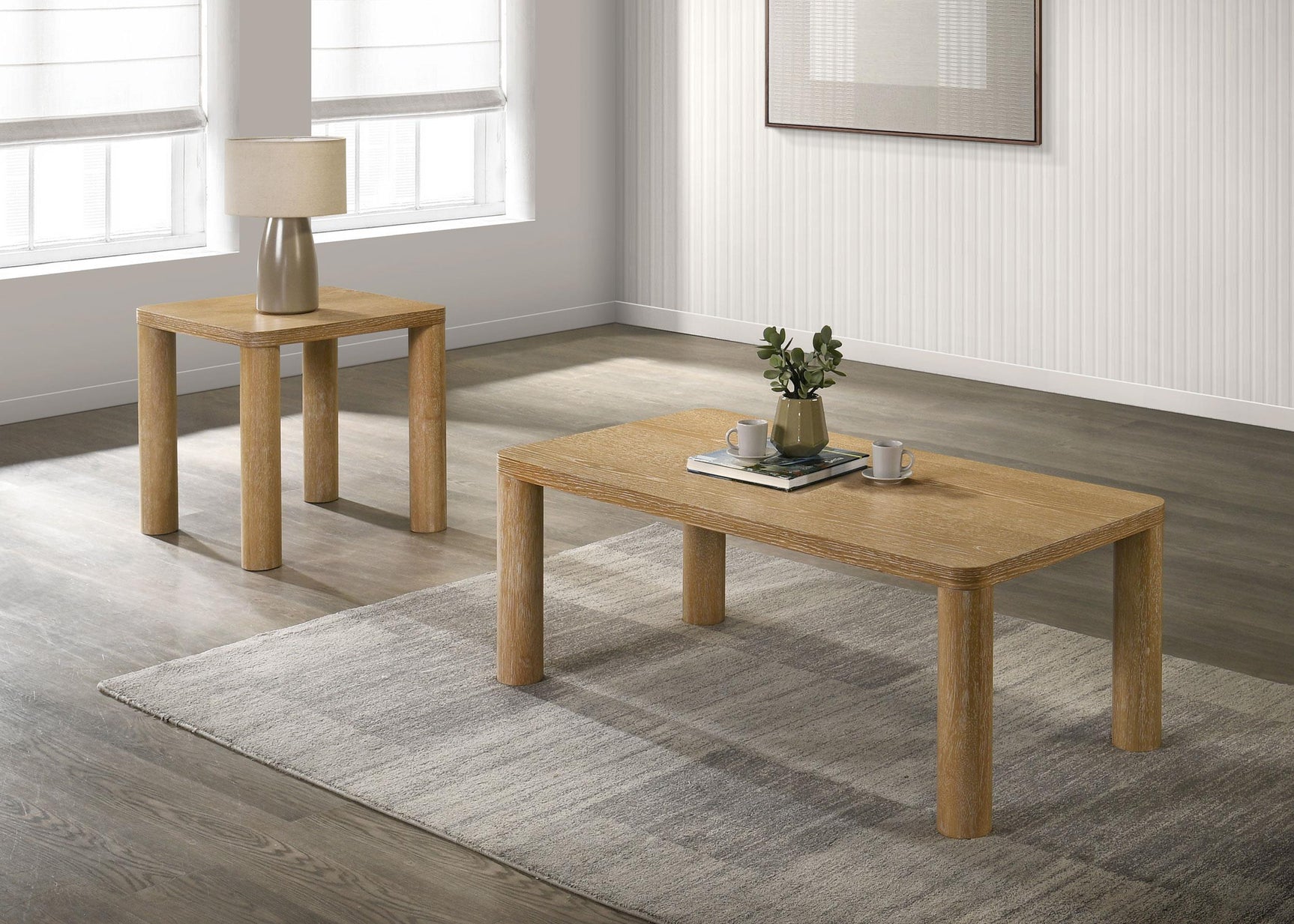 Castlewood engineered wood end table styled in modern room