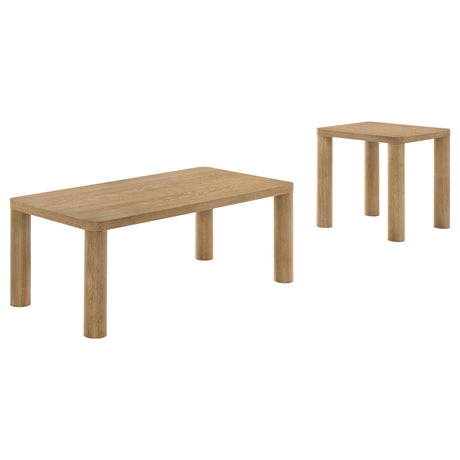 Castlewood coffee table corner detail, rounded legs and oak veneer