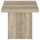 Close-up of distressed pine grain texture on Devar End Table