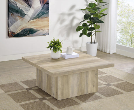 Devar Coffee Table corner angle showing plinth base