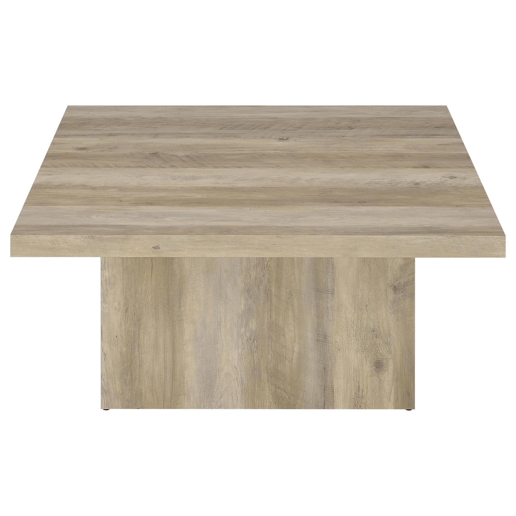 Close-up of distressed pine grain on Devar coffee table top