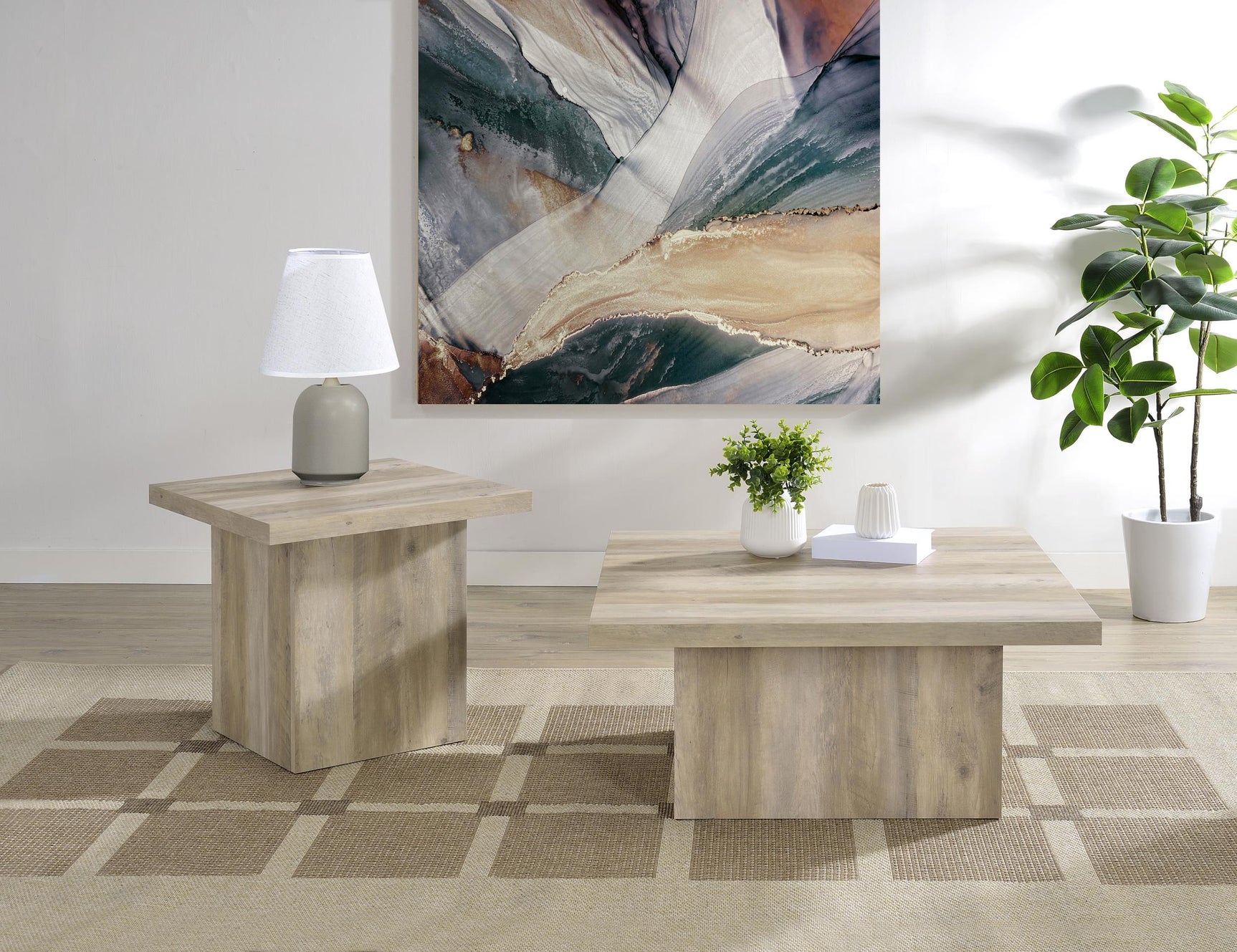 Devar coffee table corner close-up showing texture and finish