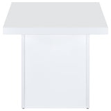 Side angle of Devar end table highlighting square design