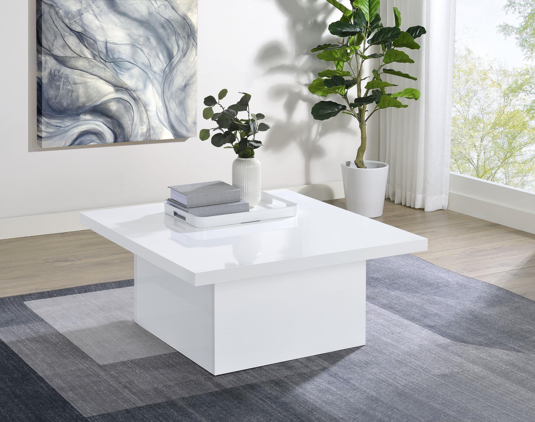 Devar coffee table side profile white high gloss finish