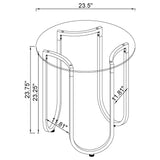 Beller side table displaying full round glass edge